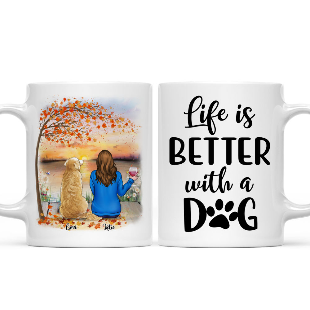 Personalized Mug - Girl and Dogs - Life Is Better With A Dog (5213)_4