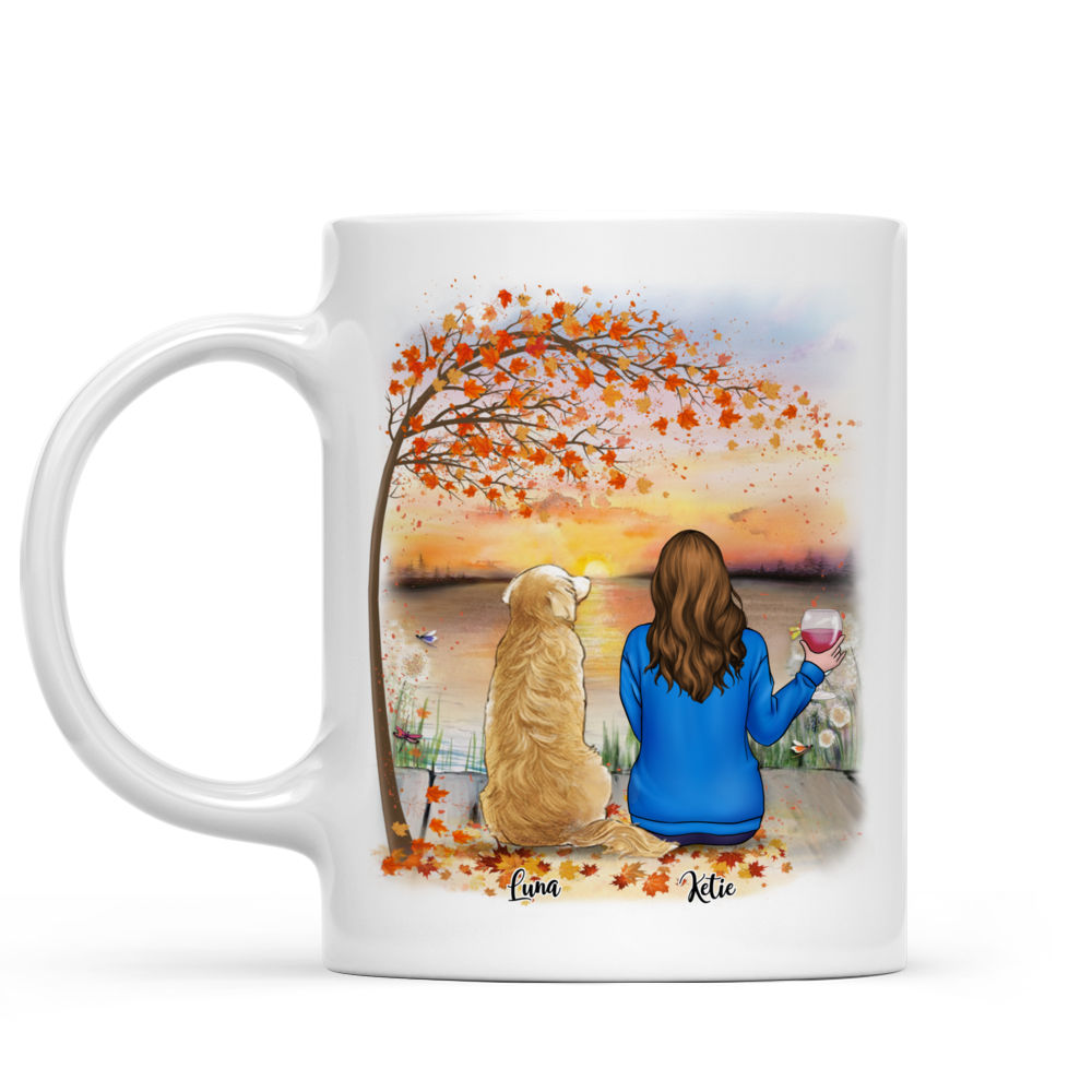 Girl and Dogs Personalized Mug - Name, skin, hair, dog, background, quote  can be customized - White Mug / White / 11oz