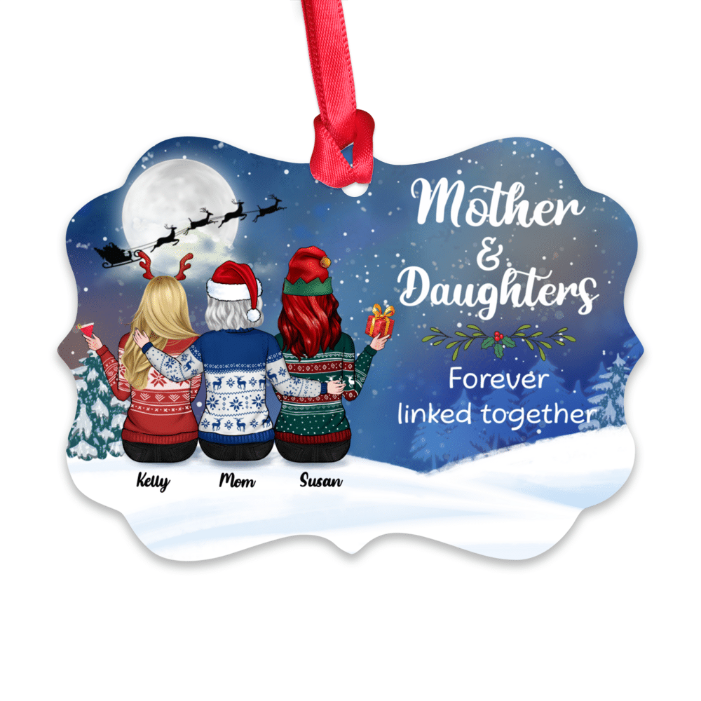 Personalized Ornament - Mother & Daughters Forever Linked Together_1