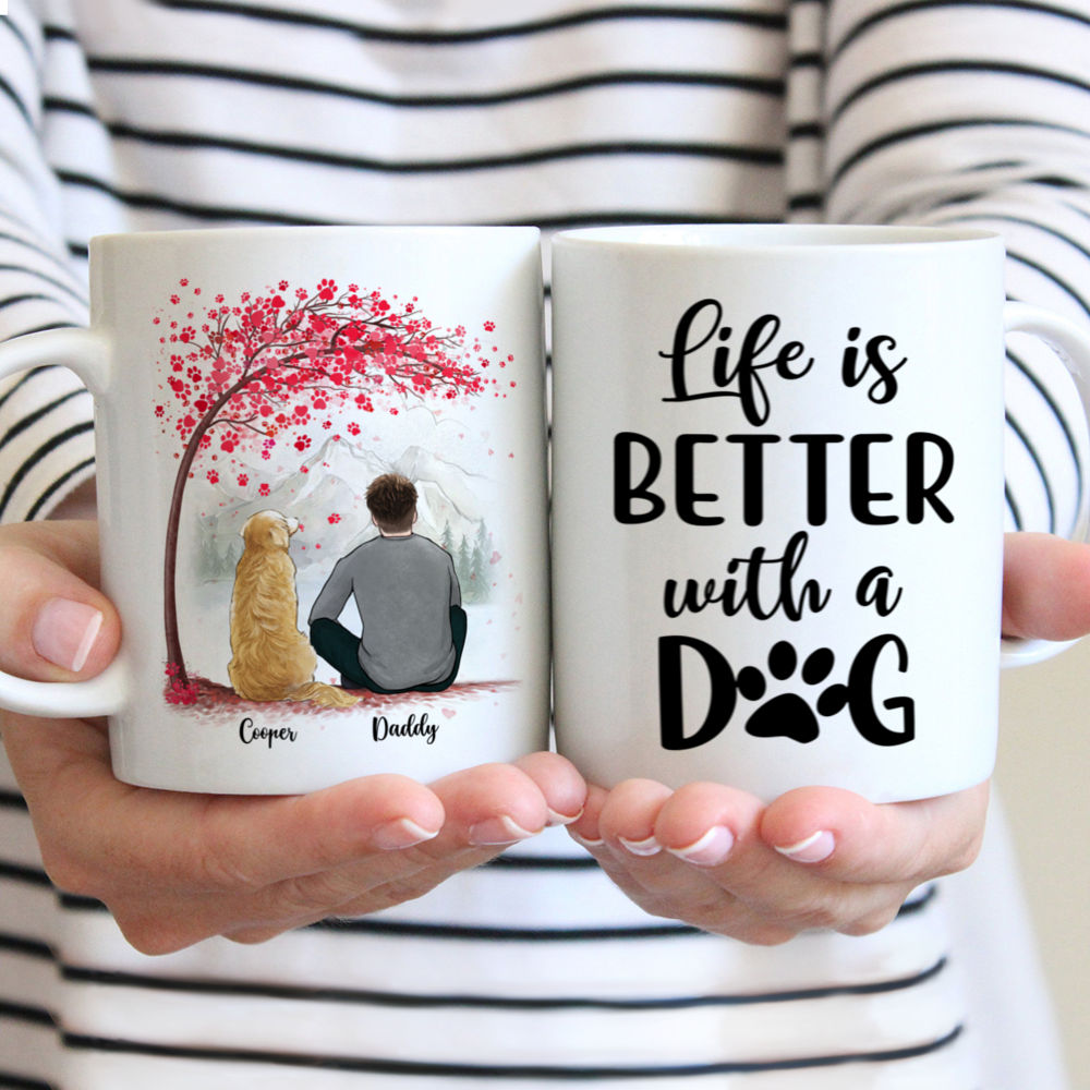 Gossby Personalized Dog Mom Mug - Life is Better with a Dog (Girl - Dog -  Pink Tree) - 11oz, 15oz Do…See more Gossby Personalized Dog Mom Mug - Life