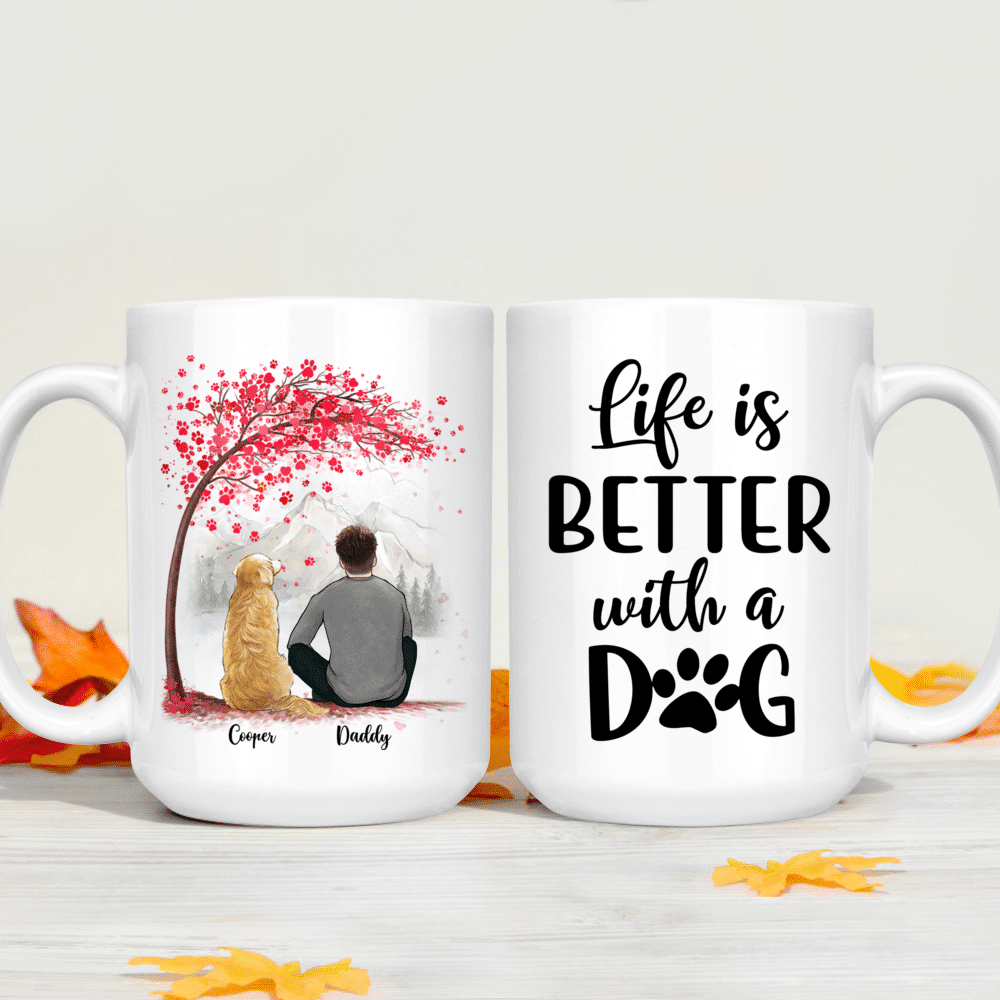 Gossby Personalized Dog Mom Mug - Life is Better with a Dog (Girl - Dog -  Pink Tree) - 11oz, 15oz Do…See more Gossby Personalized Dog Mom Mug - Life