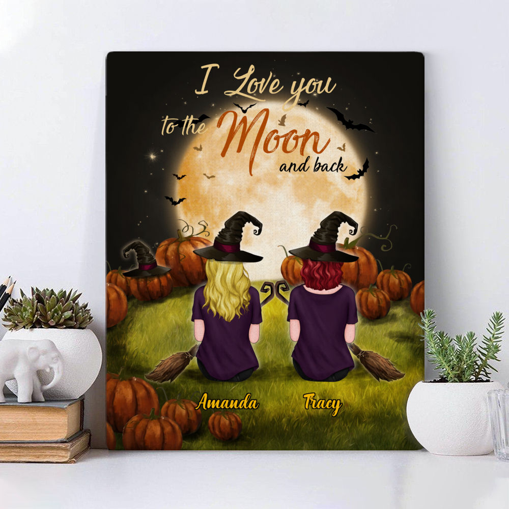 Personalized Wrapped Canvas - Halloween Besties - I Love You To The Moon And Back