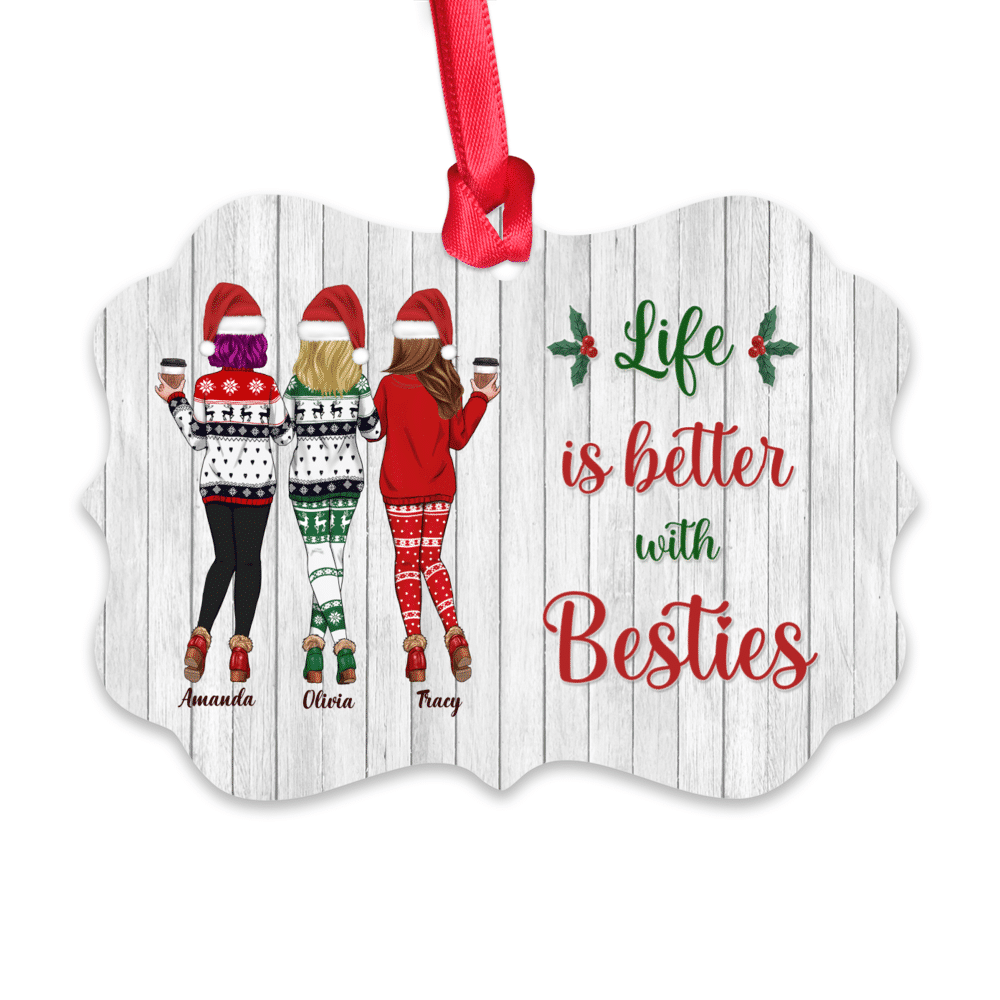 Personalized Ornament - Xmas Ornament - Sweaters Leggings - Life Is Better With Besties_1