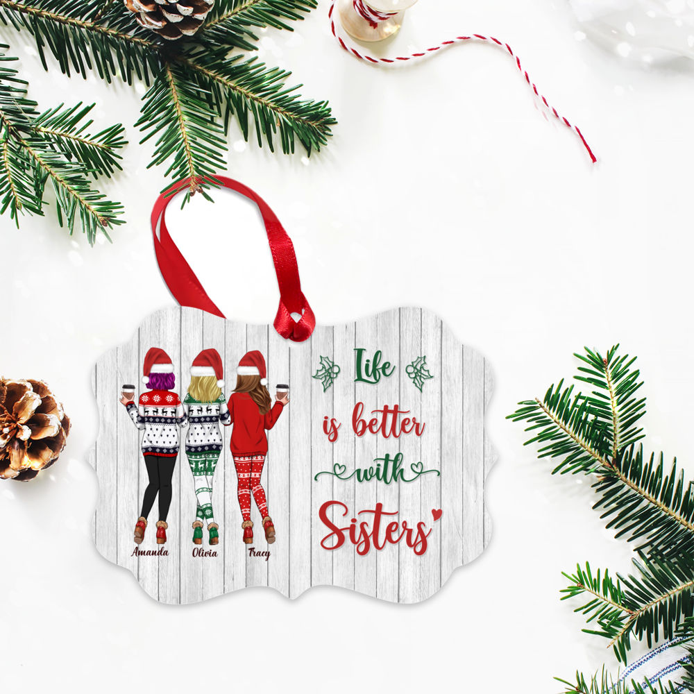 Personalized Ornament - Xmas Ornament - Sweaters Leggings - Life Is Better With Sisters_2
