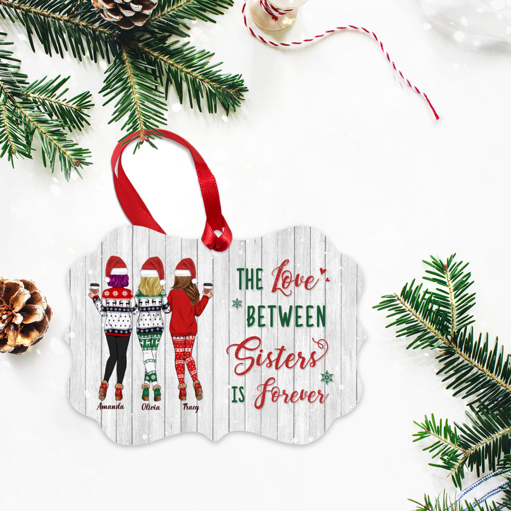 Personalized Ornament - Xmas Ornament - Sweaters Leggings - The Love Between Sisters Is Forever_2