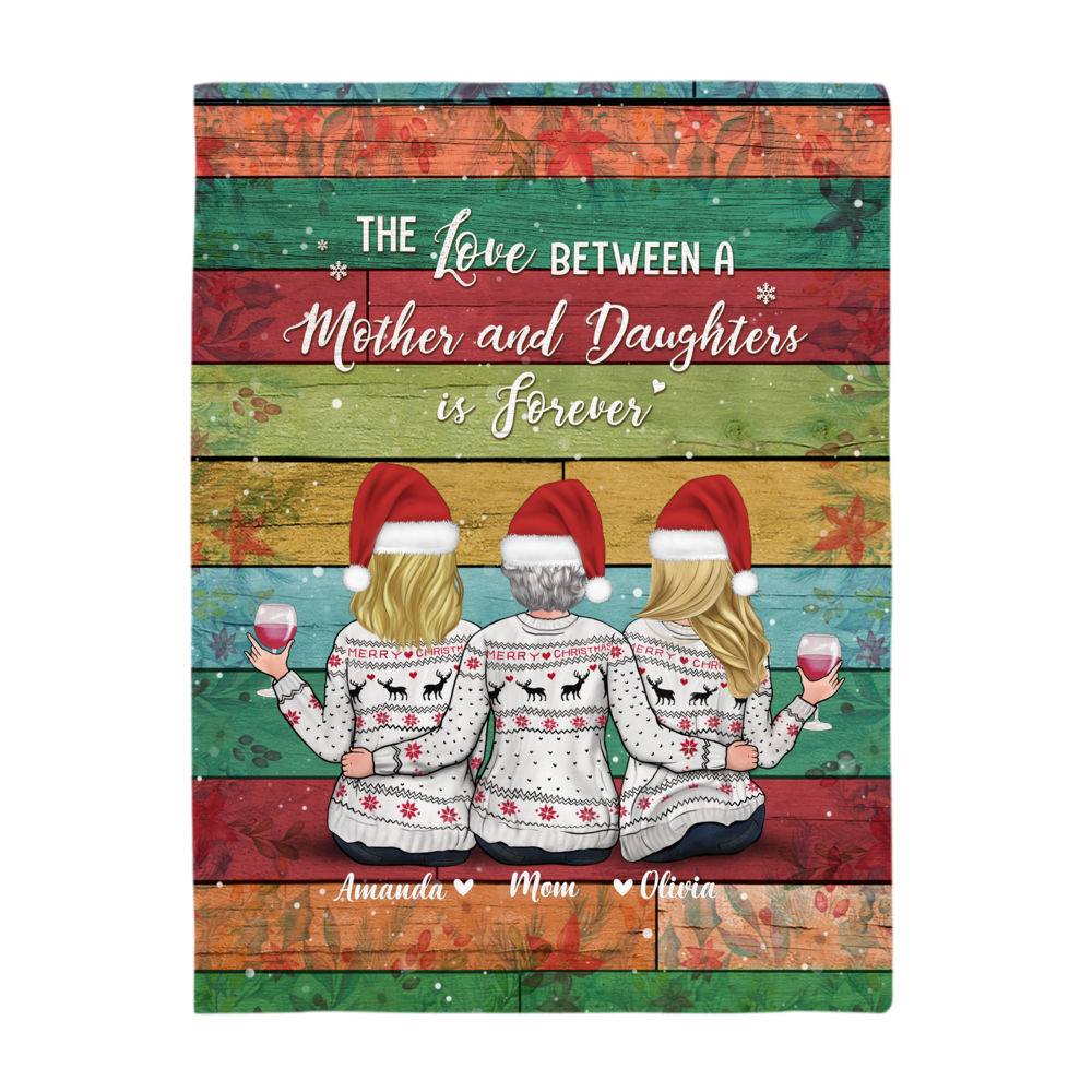 Personalized Blanket - Xmas Fleece Blanket - The Love Between A Mother And Daughters Is Forever