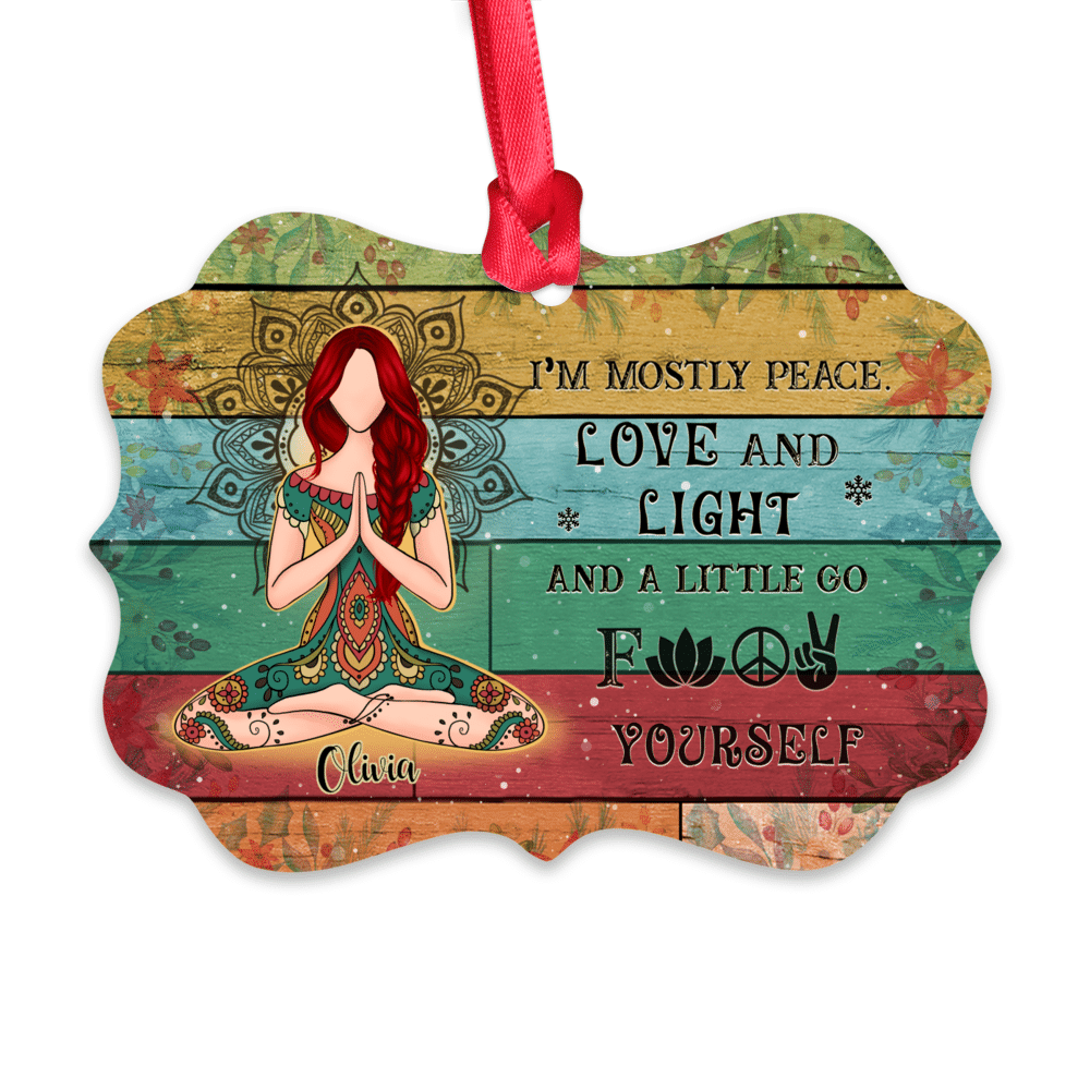 Personalized Ornament - Yoga Xmas Ornament - I'm Mostly Peace Love & Light_1