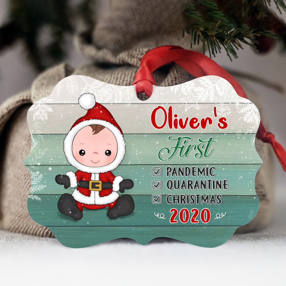 Personalized Ornament - Xmas Ornament - Baby's First Pandemic - Quarantine - Christmas