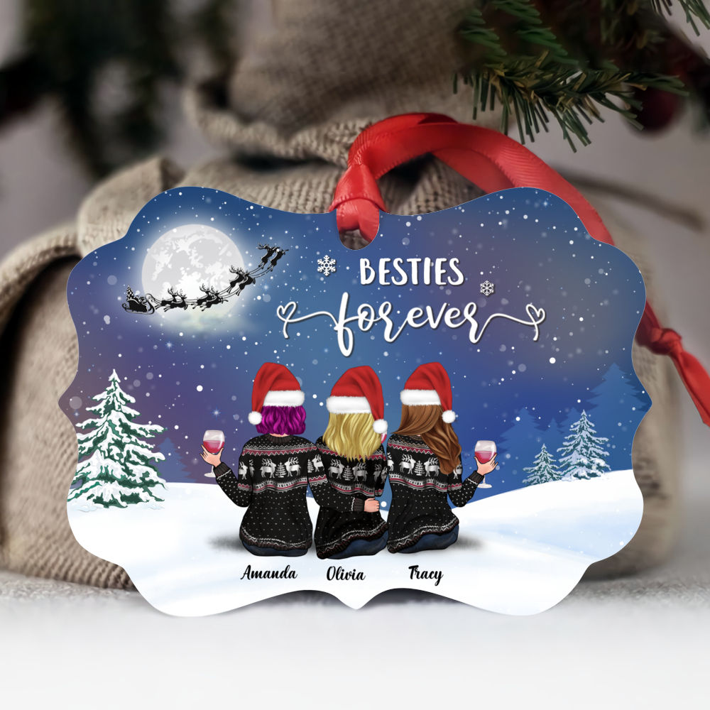 Personalized Ornament - Xmas Moon Ornament - Besties forever