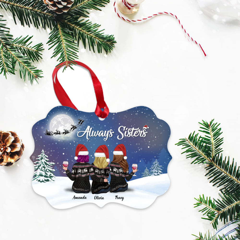 Personalized Ornament - Xmas Moon Ornament - Always Sisters_2