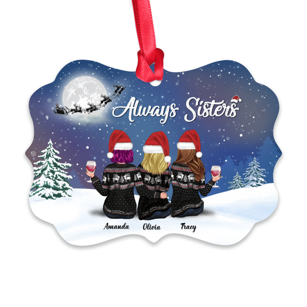 Personalized Ornament - Xmas Moon Ornament - Always Sisters_1