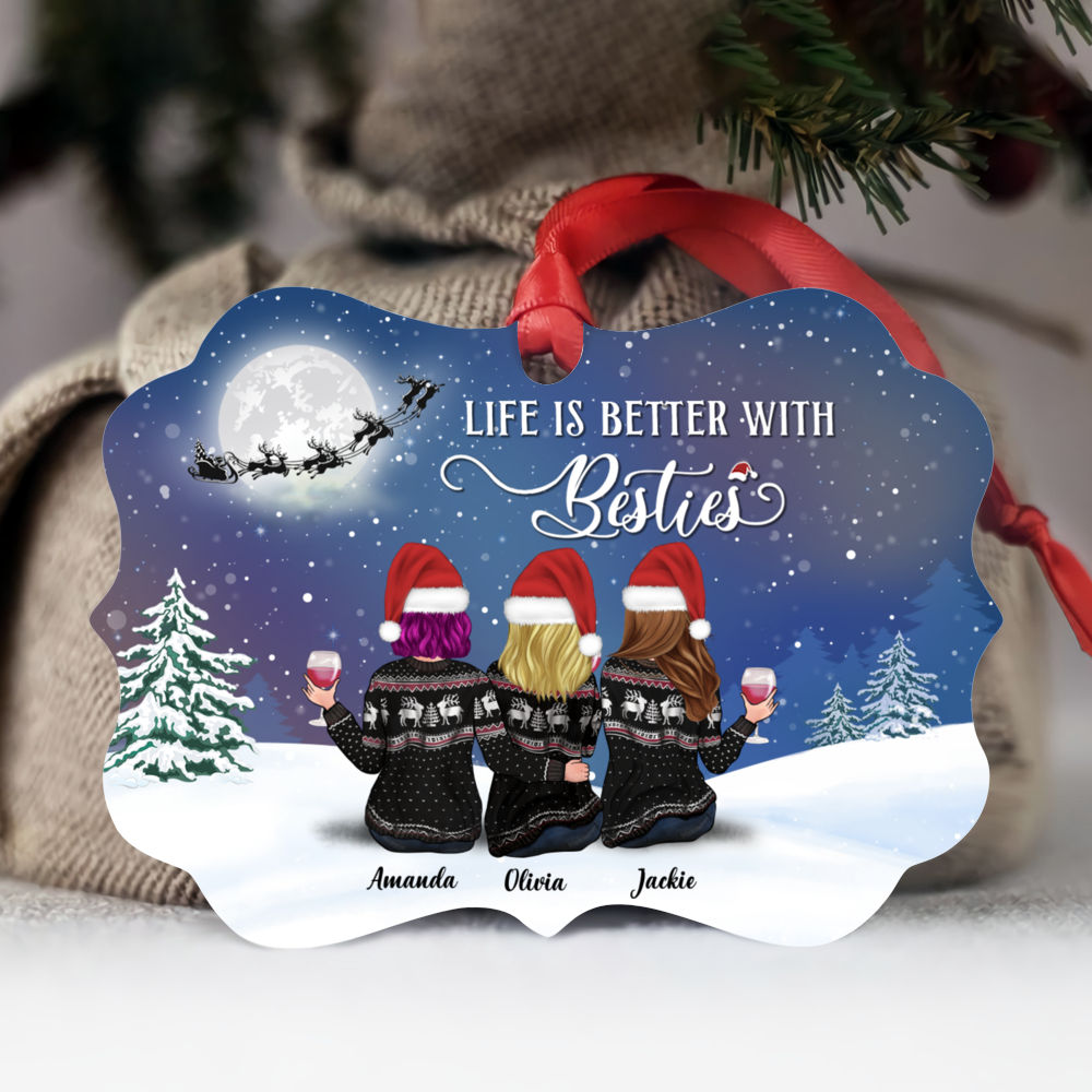 Personalized Ornament - Xmas Moon Ornament - Life Is Better With Besties