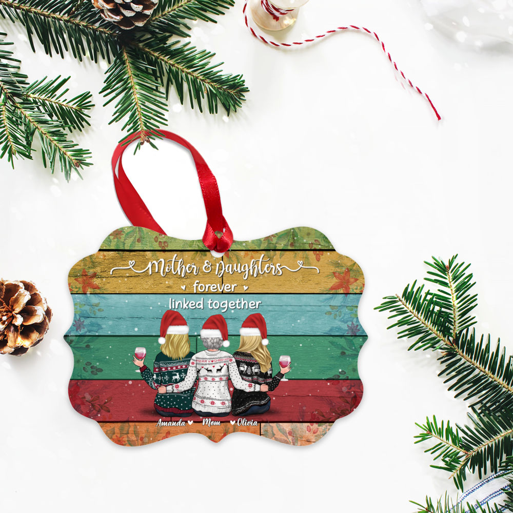 Personalized Ornament - Xmas Ornament - Mother & Daughters Forever Linked Together_2