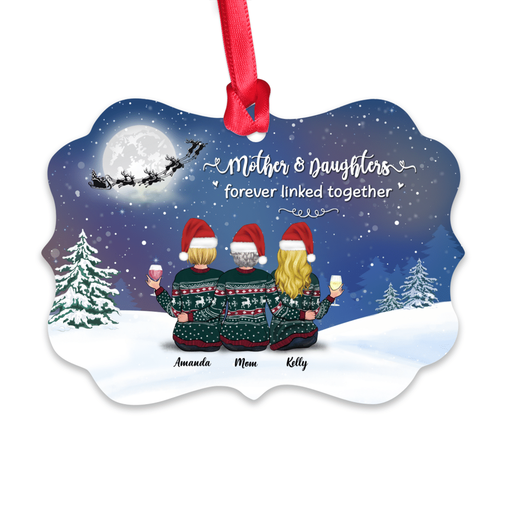 Personalized Xmas Ornament - Mother & Daughters Forever Linked Together_1