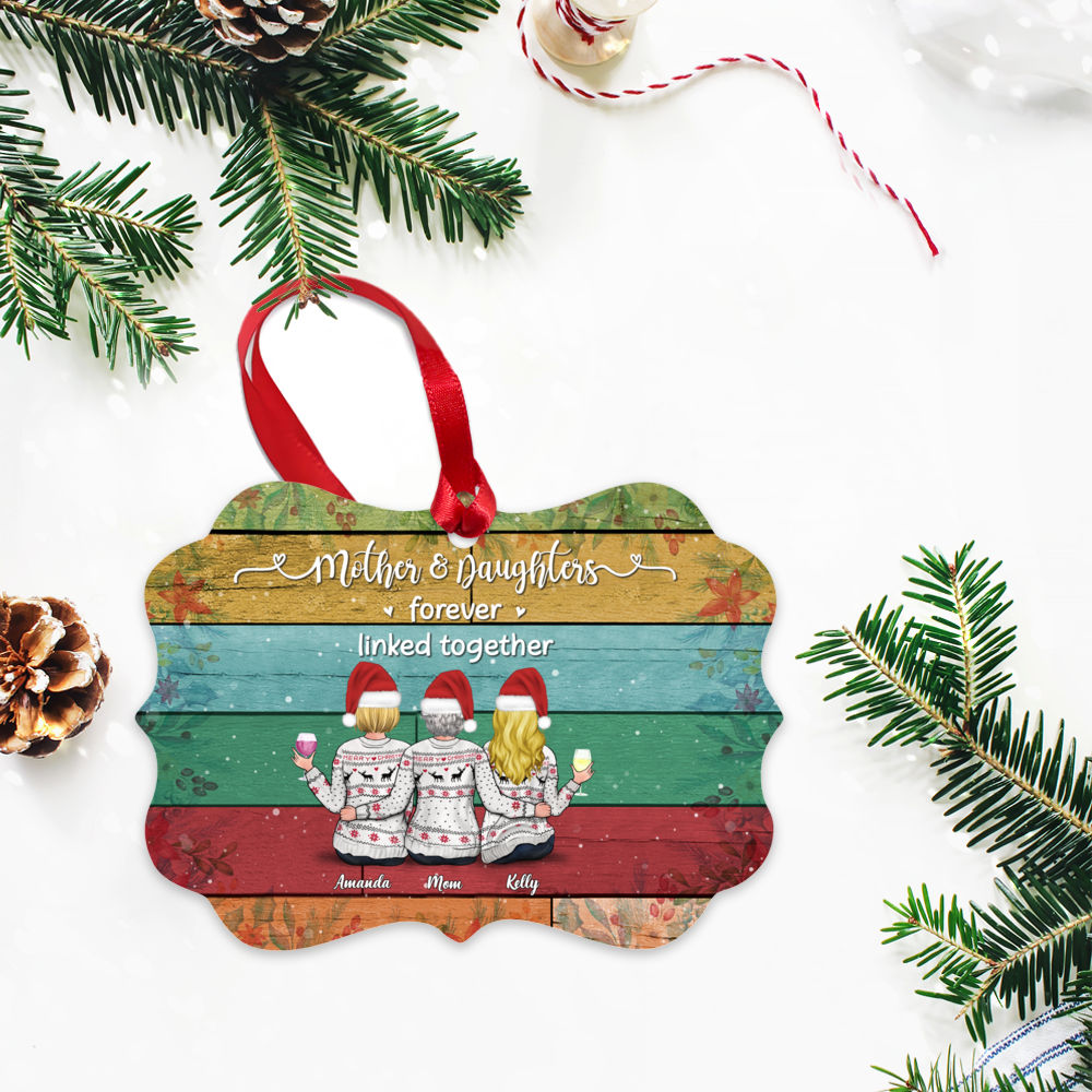 Personalized Ornament - Xmas Ornament - Mother & Daughters Forever Linked Together (v2)_2