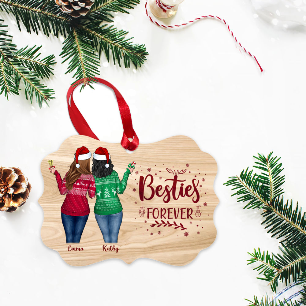 Personalized Ornament - Christmas Up to 5 Girls - Besties Forever v2 - Personalized Aluminum Ornament (I)_2