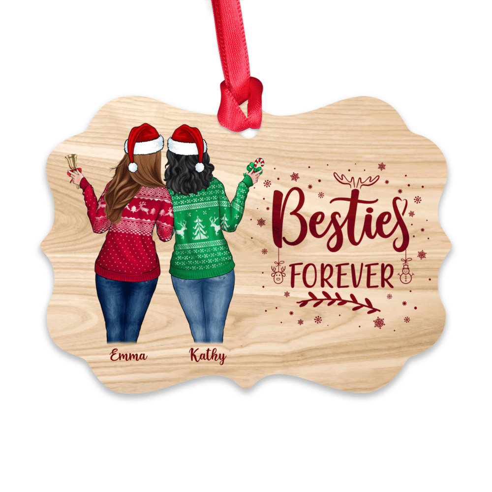 Personalized Ornament - Christmas Up to 5 Girls - Besties Forever v2 - Personalized Aluminum Ornament (I)_1