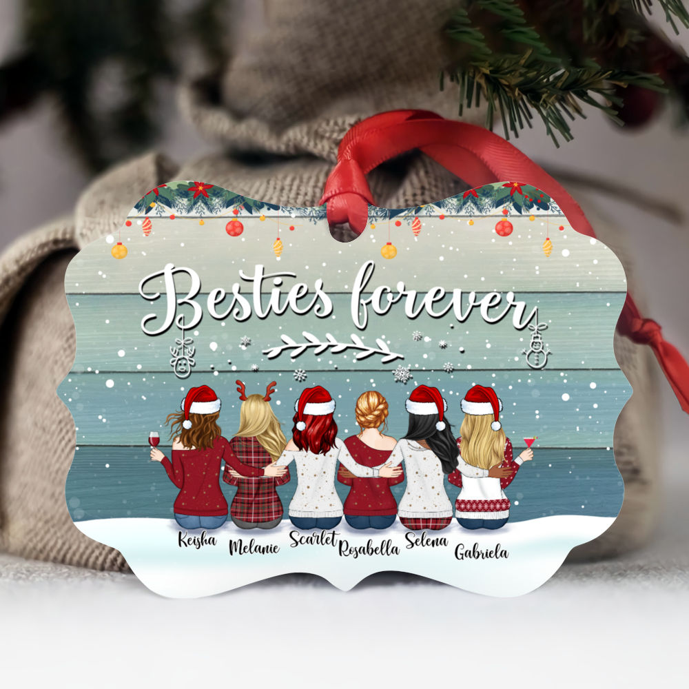 Personalized Christmas Ornament - Besties Forever (Snow)