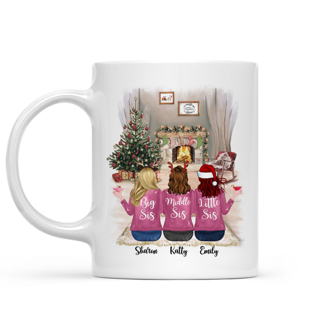 Personalized Mug - Up to 6 Sisters - Side by side or miles apart, Sisters will always be connected by heart (5639)_1