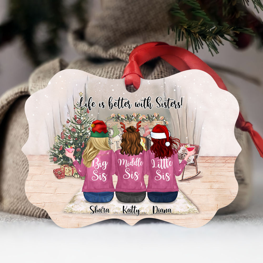 Personalized Christmas Ornaments Life is better with Sisters (5777)