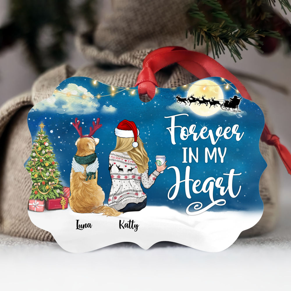 Personalized Ornament - Girl and Dogs - Forever in my heart (5935)