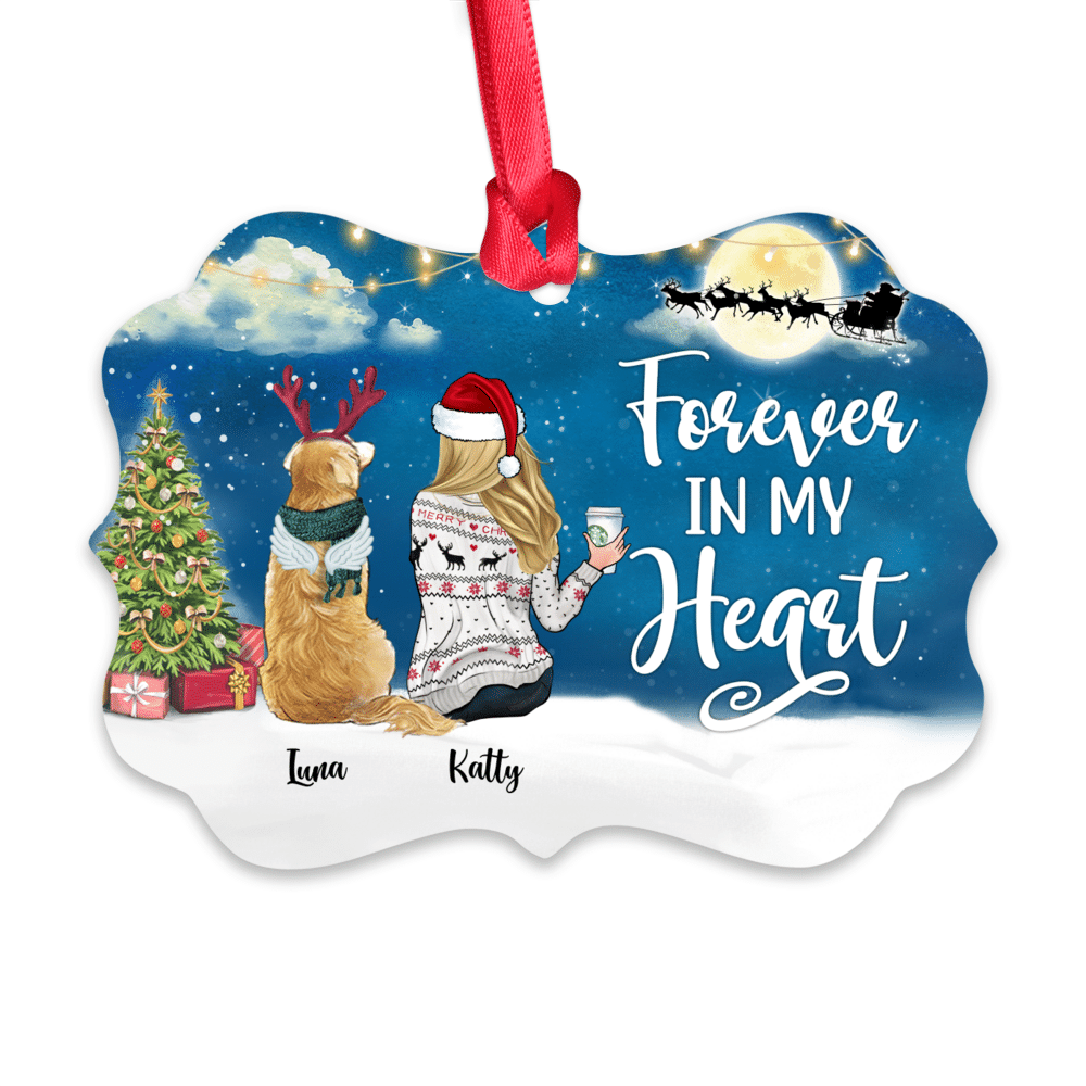 Personalized Ornament - Girl and Dogs - Forever in my heart (5935)_1