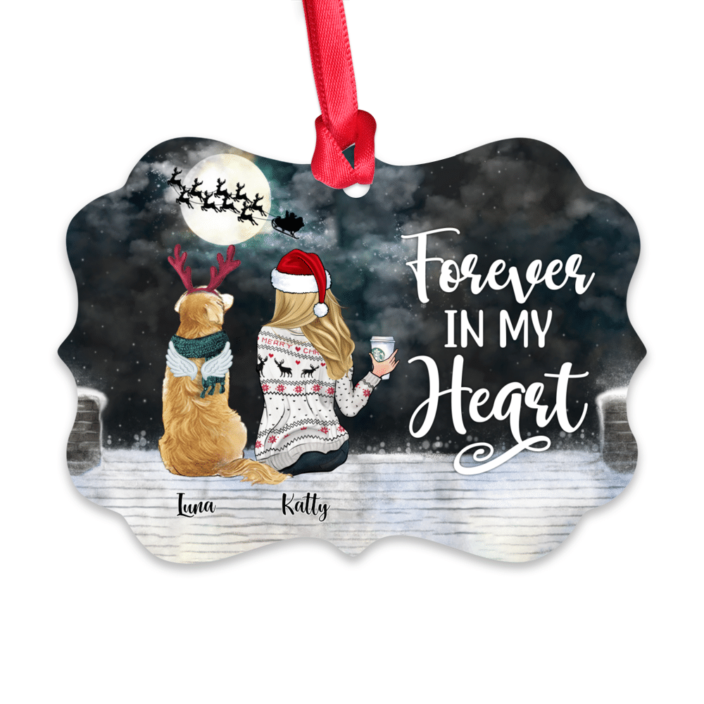 Personalized Ornament - Girl and Dogs - Forever in my heart (5946)_1