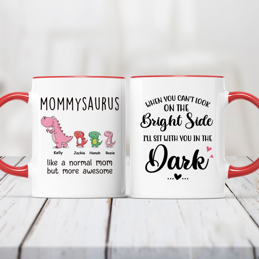 Personalized Mamasaurus Mug, Dinosaur Coffee Cup, Custom Mothers Day,  Christmas Present, Mom Gift, Birthday, Kids Names Mug, Best Mom Ever 