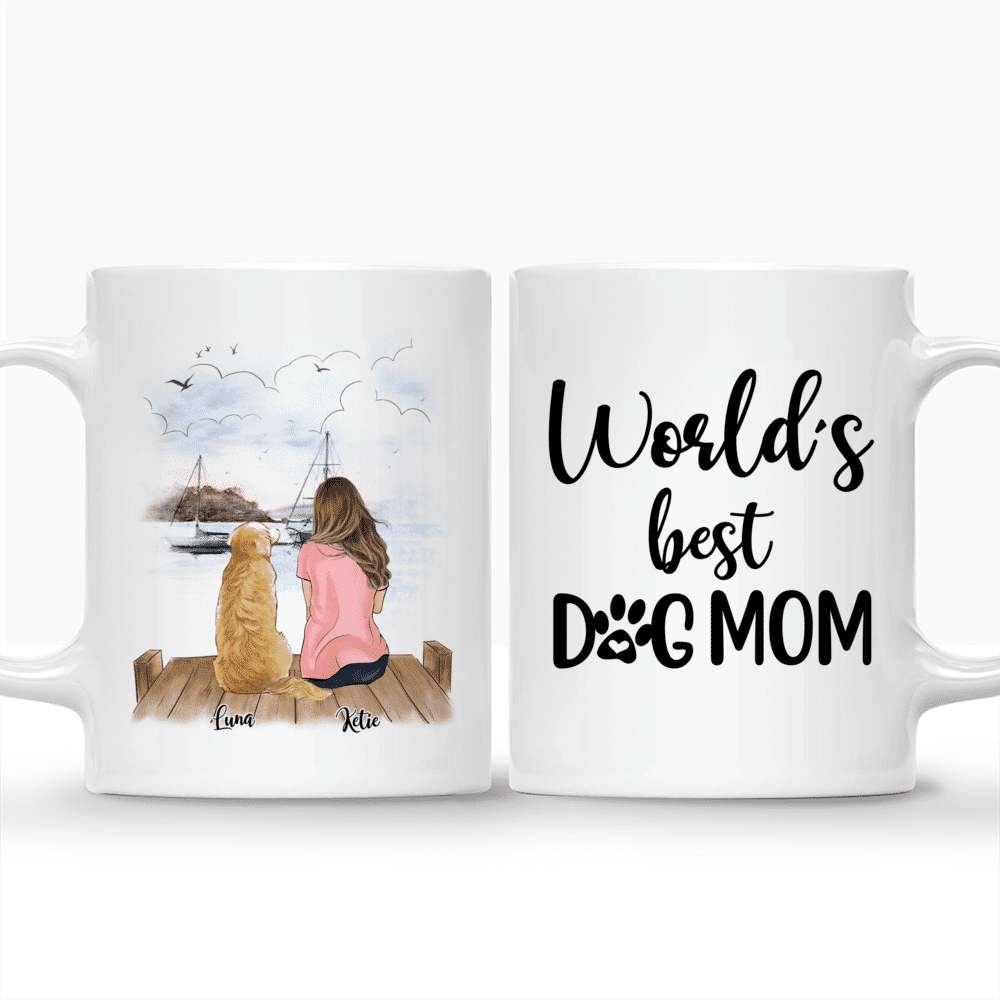 Custom Coffee Dog Mugs - Girl and Dogs - World's Best Dog Mom_3