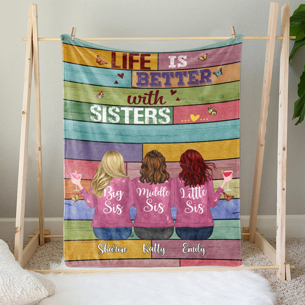 Personalized Blanket - Life is Better with Sisters (5980) | Gossby_2