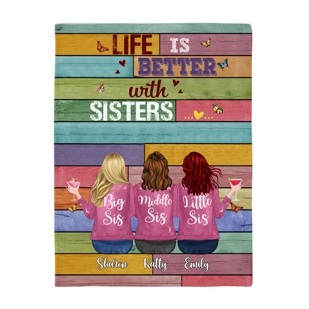 Personalized Blanket - Life is Better with Sisters (5980) | Gossby_3