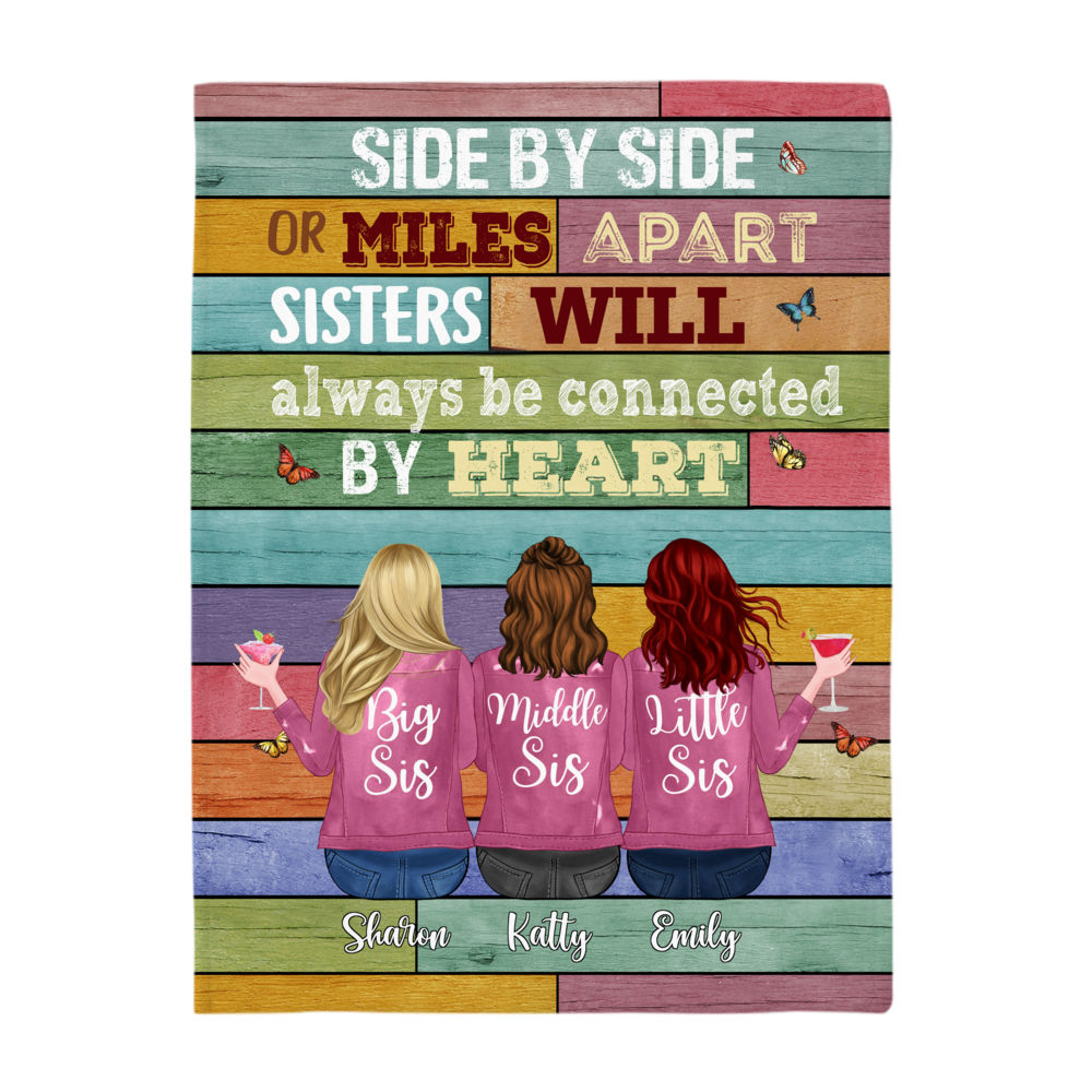 Personalized Fleece Blanket - Sisters will always be connected by heart_3