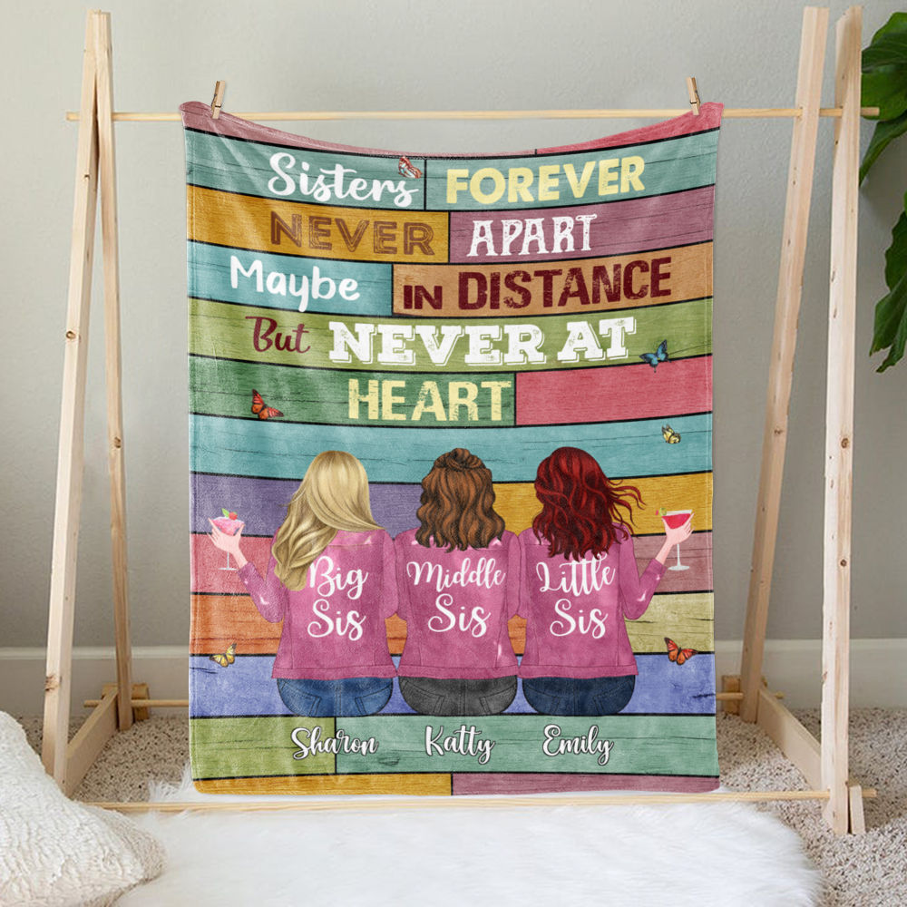Personalized Blanket - Sisters Forever, Never Apart (5980) | Gossby_2