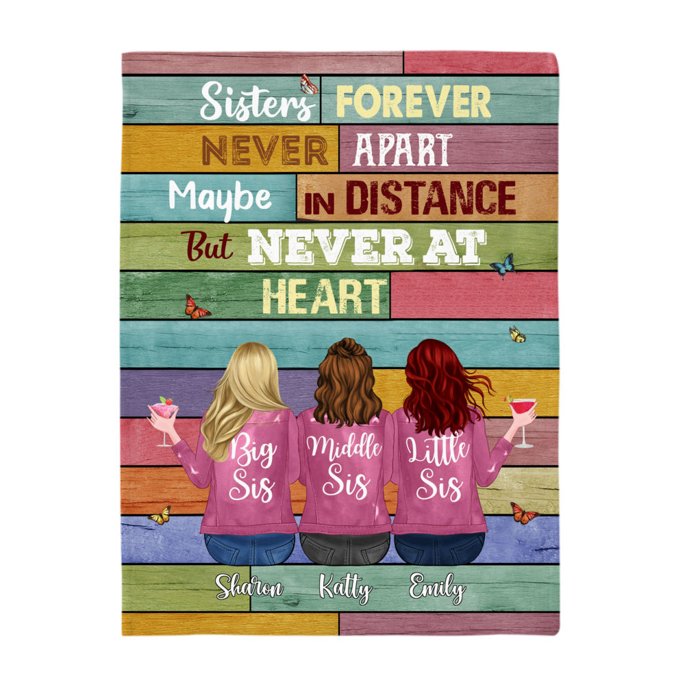 Personalized Blanket - Sisters Forever, Never Apart (5980) | Gossby_3