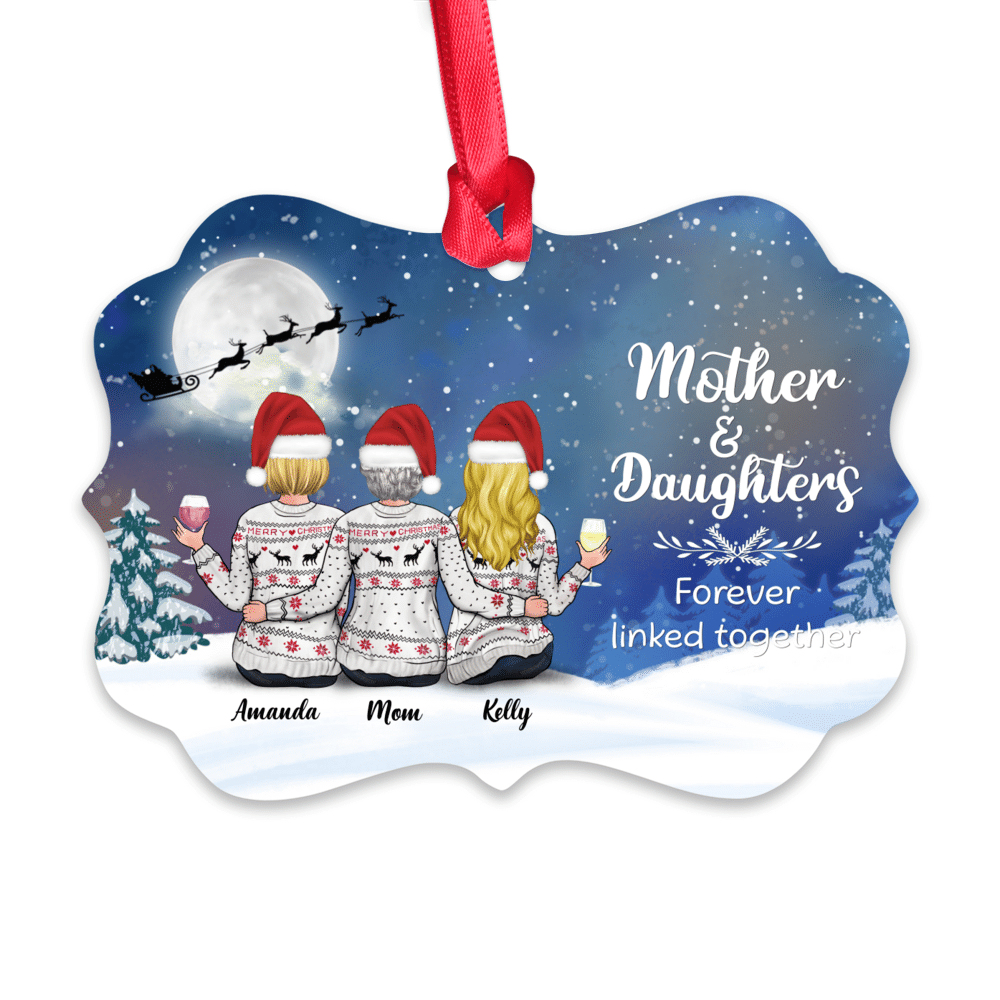 Christmas Ornament - Mother & Daughters Forever Linked Together - Personalized Ornament_1