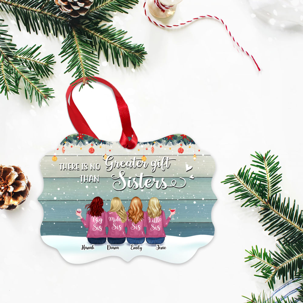 Personalized Ornament - Up to 7 Women - Ornament - There is no greater gift than sisters (Snow)_2