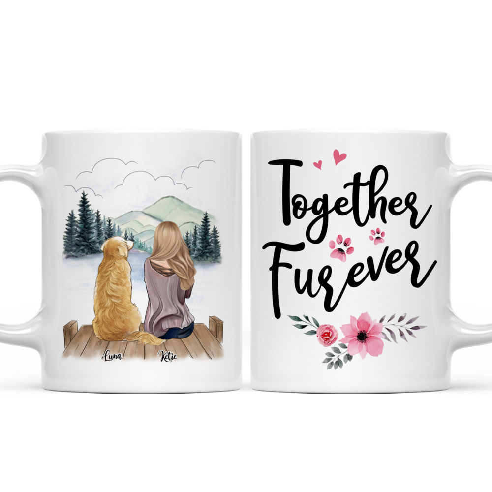 Personalized Mug - Girl and Dogs - Together Furever (575)_3