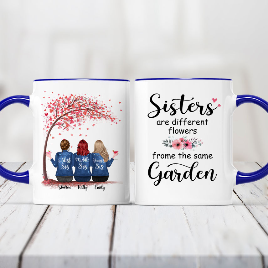 Personalized To Younger Sister Coffee Mug From Elder Sister Funny Sister  Gifts There Is No Gifts Than Sisters Flowers Custom Name Upload Photo  Ceramic