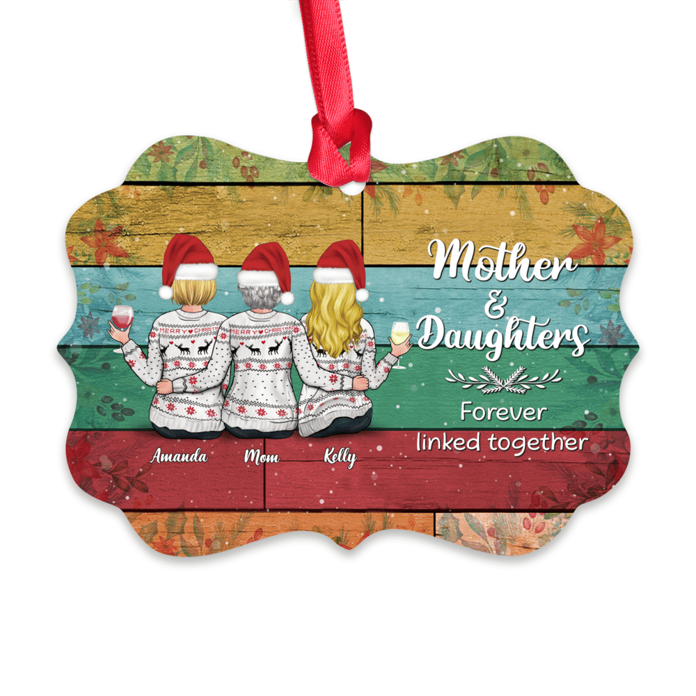 Personalized Christmas Ornament - Mother & Daughters Forever Linked Together_1