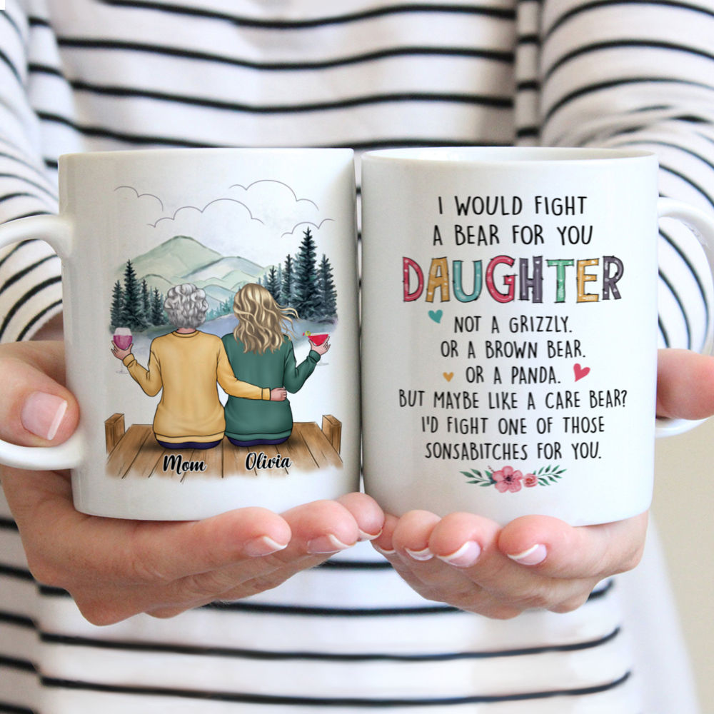 Personalized Mug - I Would Fight A Bear For You Daughter (Lake)