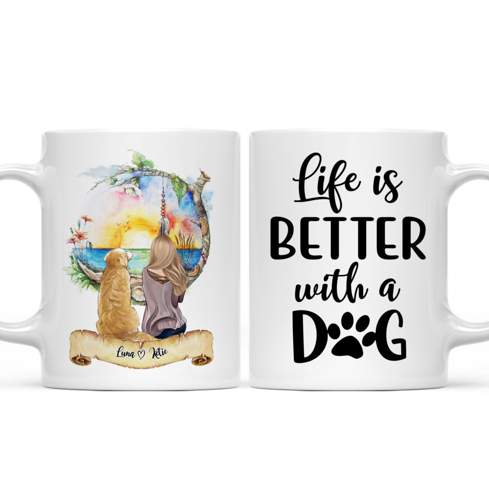 Personalized Mug - Girl and Dogs - Life Is Better With A Dog (6717)_3