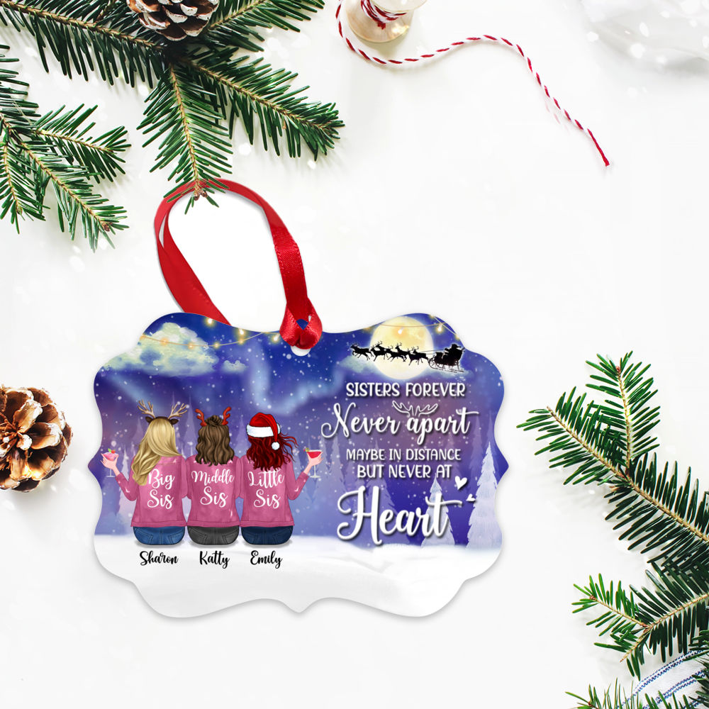 Personalized Xmas Ornament - Sisters Forever, Never Apart (6431)_2