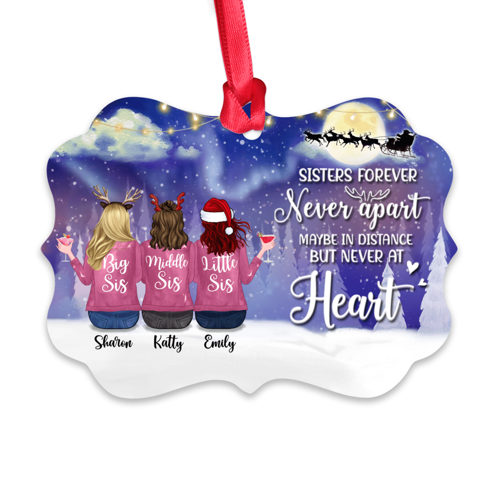 Personalized Xmas Ornament - Sisters Forever, Never Apart (6431)_1