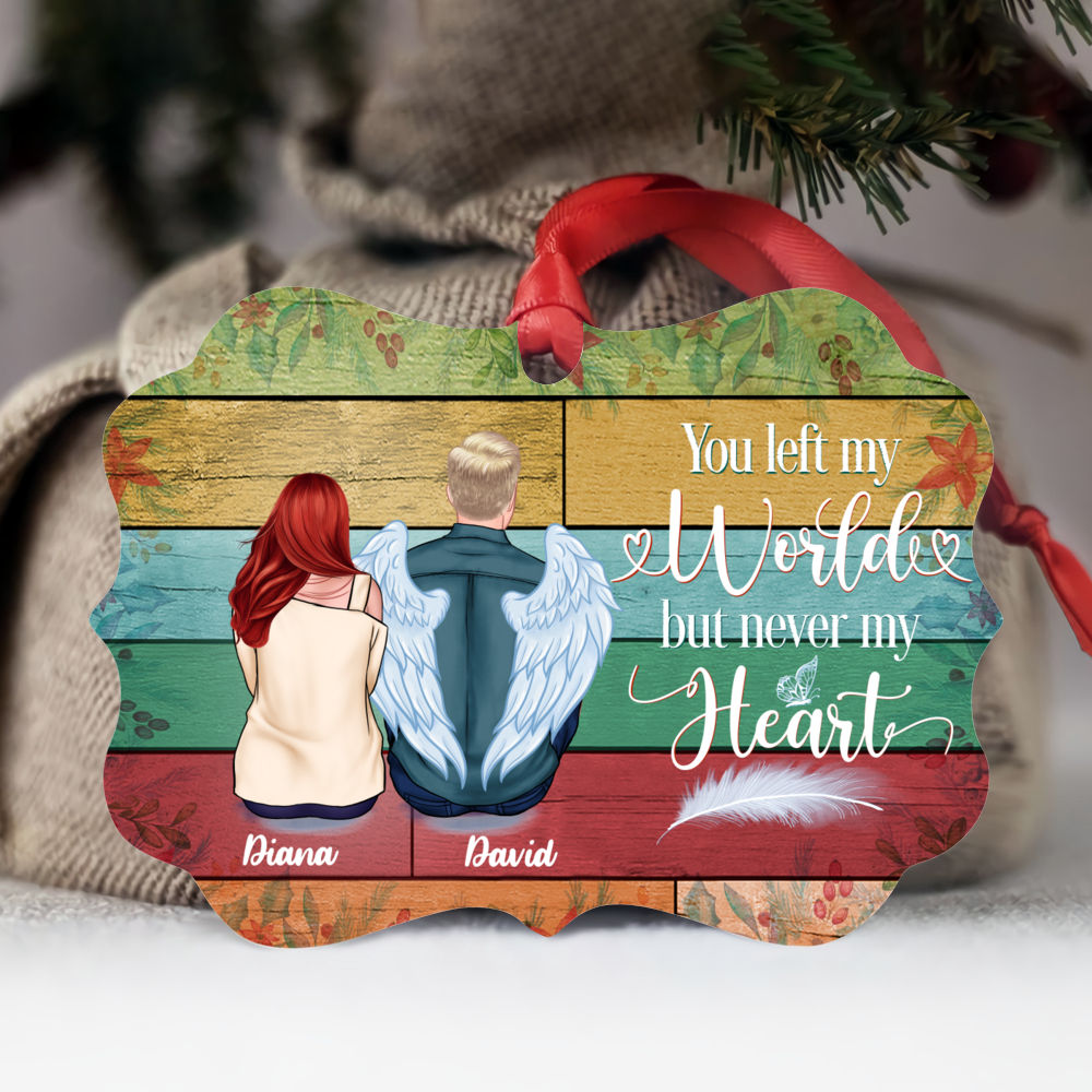 Personalized Ornament - Family Memorial Ornament - You Left My World, But Never My Heart ver 2