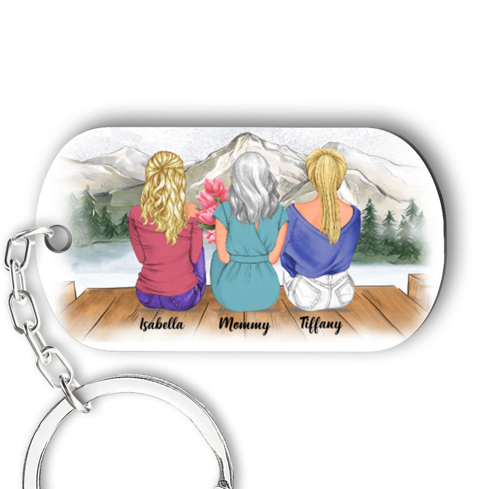 Personalized Keychain - Mother and Daughters, Forever Linked Together_1