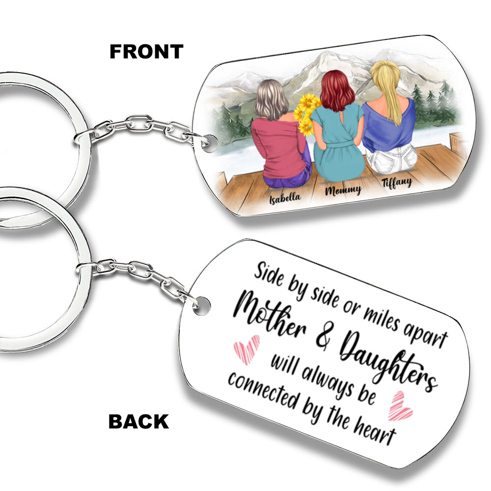 Personalized Keychain - Personalized - Personalized Keychain - Mother and Daughters Forever Linked Together_3