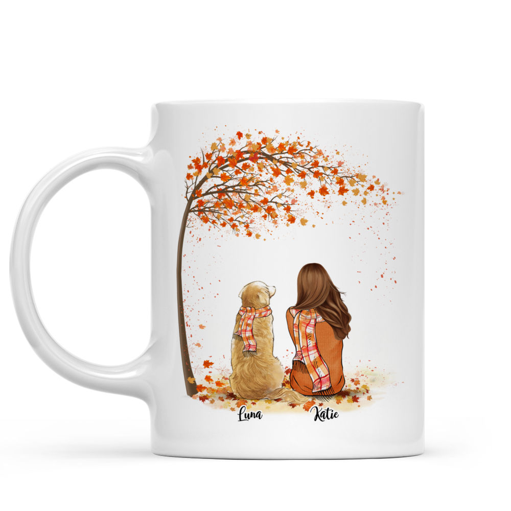 Personalized Mug - Girl and Dogs Autumn - Forever In My Heart_1