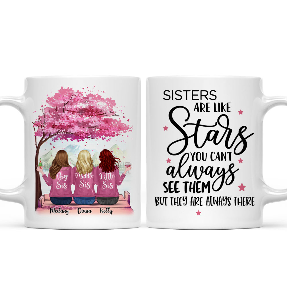 Personalized Mug - Up to 6 Sisters - Sisters are like stars, you can't always see them, but you know they're always there (CB)_3