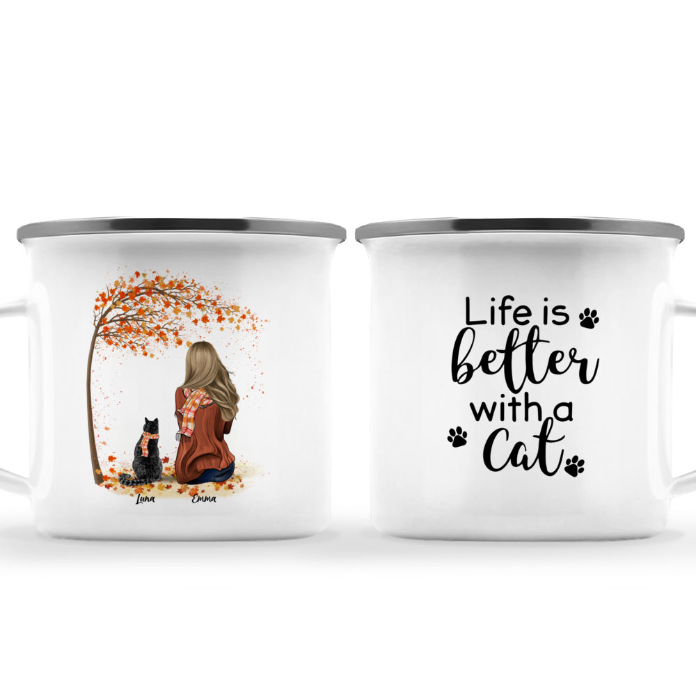 Cat Mom Mug Up To 5 Cats Girl And Cats Autumn Life Is Better - iTeeUS