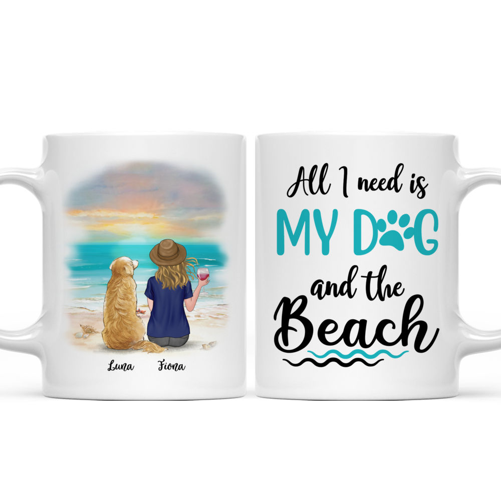 Personalized Mug - Girl & Dogs - All I Need Is My Dog And The Beach_3